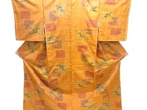 クリスマスセール大特価品　未使用品　色紙に花唐草模様織り出し手織り紬着物